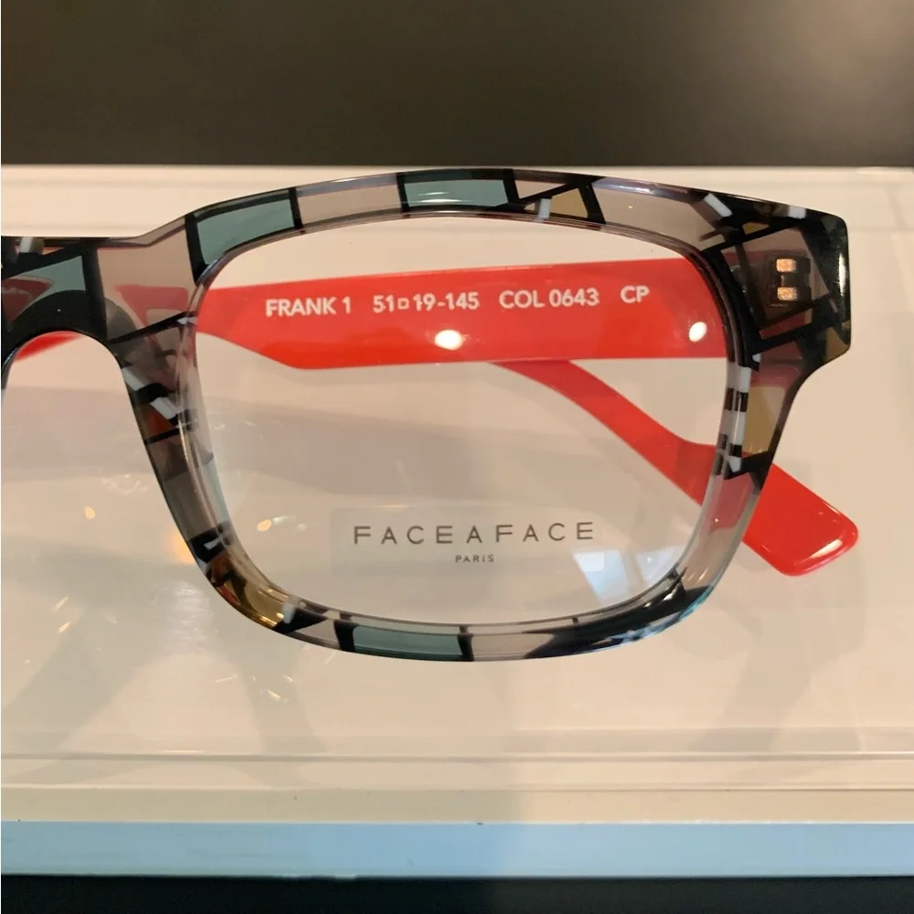 Face A Face FRANK 1 Col 0643 Mosaic & Red 51mm Square Eyeglasses
